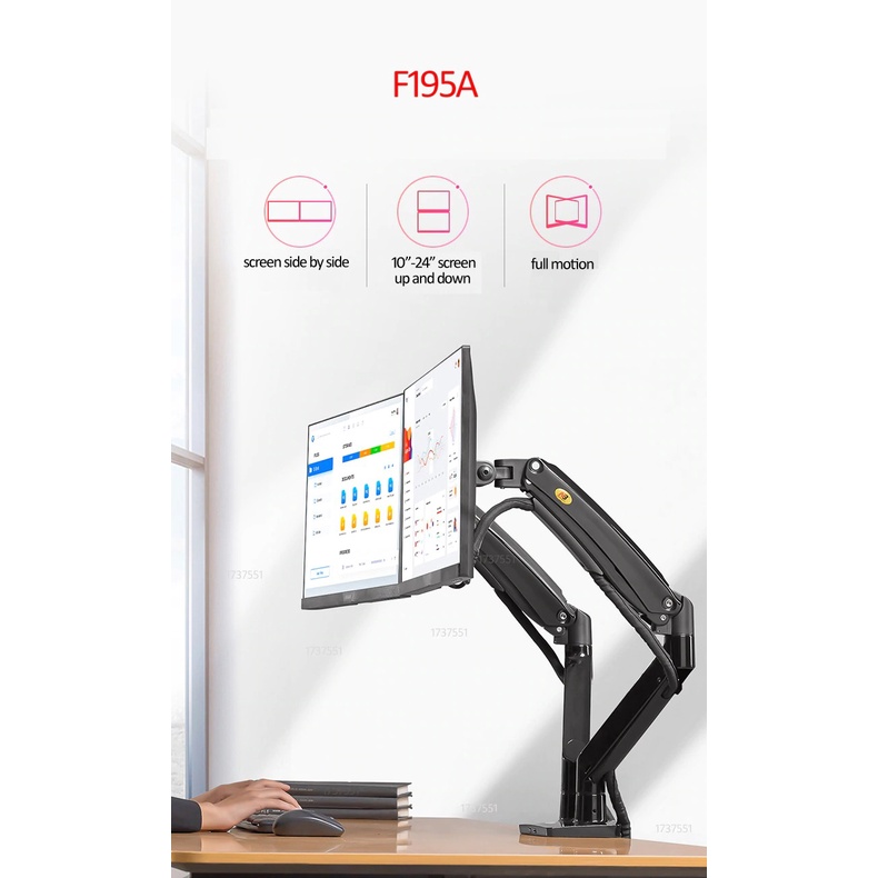 Giá Treo 2 Màn Hình Gắn Bàn F195A (22-32inch)