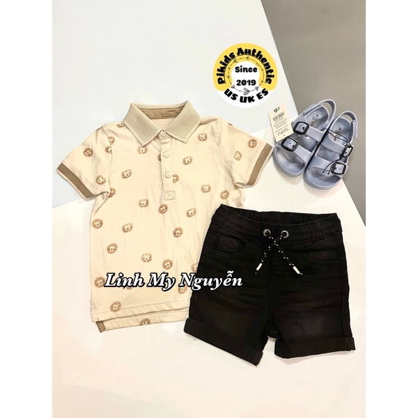 Áo polo cotton bé trai UK hình ngộ nghĩnh