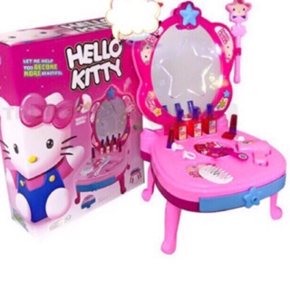 Hộp đồ chơi bàn trang điểm hello kitty pink (dùng pin, có đèn, nhạc)