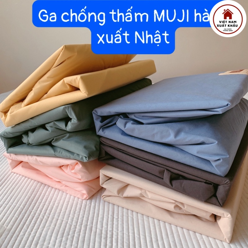 Ga Chống Thấm 2 Lớp, Bộ Drap Trải Giường Hàng M.U.J.L Xuất Nhật