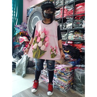 áo thun thái unisex oversize[hình hoa tulip] KY91