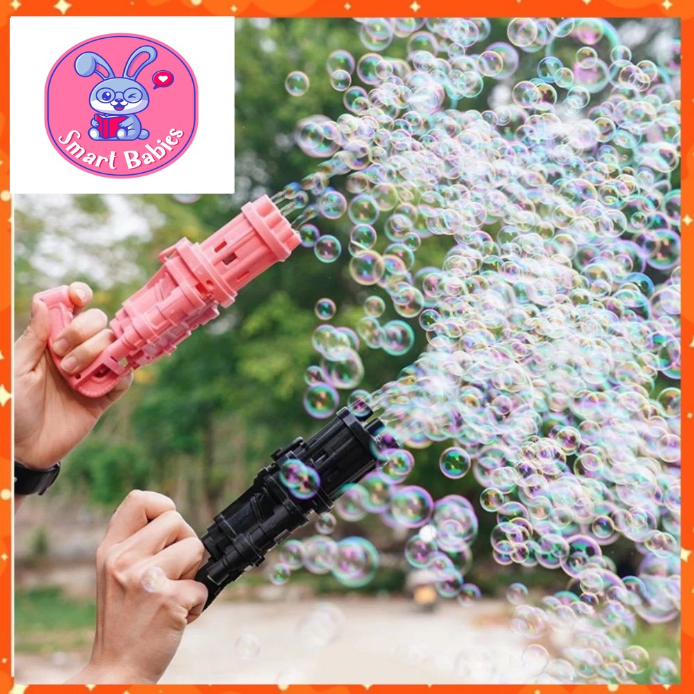 Súng bắn bong bóng xà phòng 8 nòng siêu mạnh, Súng máy thổi bong bóng đồ chơi cho bé