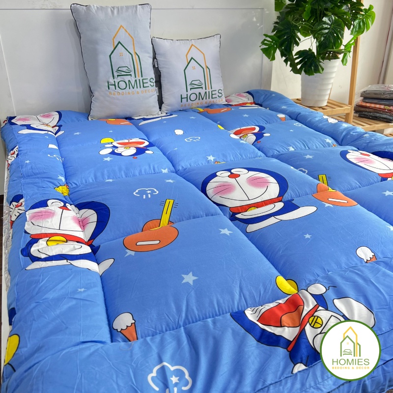 Nệm Topper Doremon HOMIES Tấm làm mềm đệm cotton Đũi Hàn quốc mới nhất 2020 - Có Chun 4 Góc Cố Định Đệm