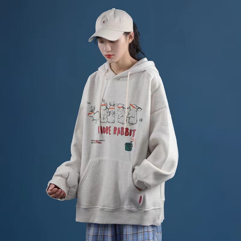 Áo hoodie nữ ZHELIHANGFEI tay dài in hình thỏ thời trang