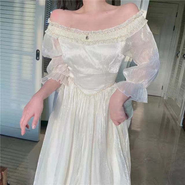 (Order) Đầm voan công chúa bẹt vai dàng dài Ulzzang | BigBuy360 - bigbuy360.vn