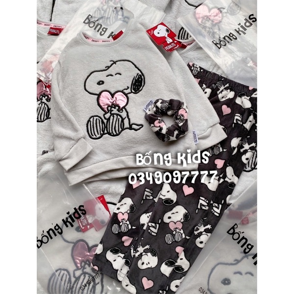 Bộ Bông Bé Gái Snôpy Ghi Đen PR