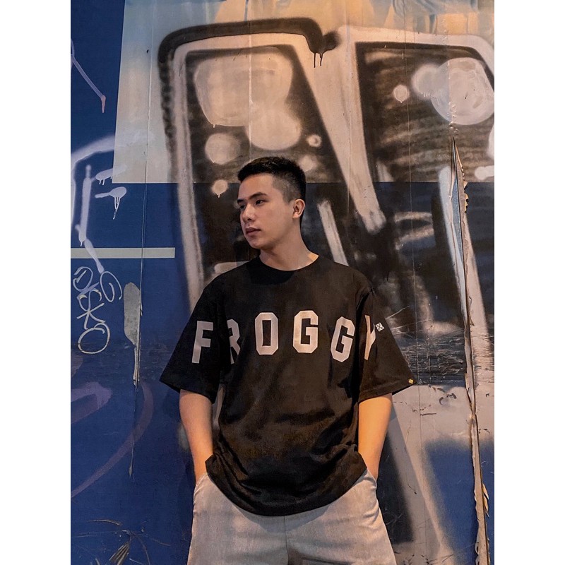 Áo thun tay lỡ nam nữ FROGGY phông unisex cotton cao cấp oversize form rộng hoạ tiết in chữ FROGGY phản quang siêu chất | BigBuy360 - bigbuy360.vn