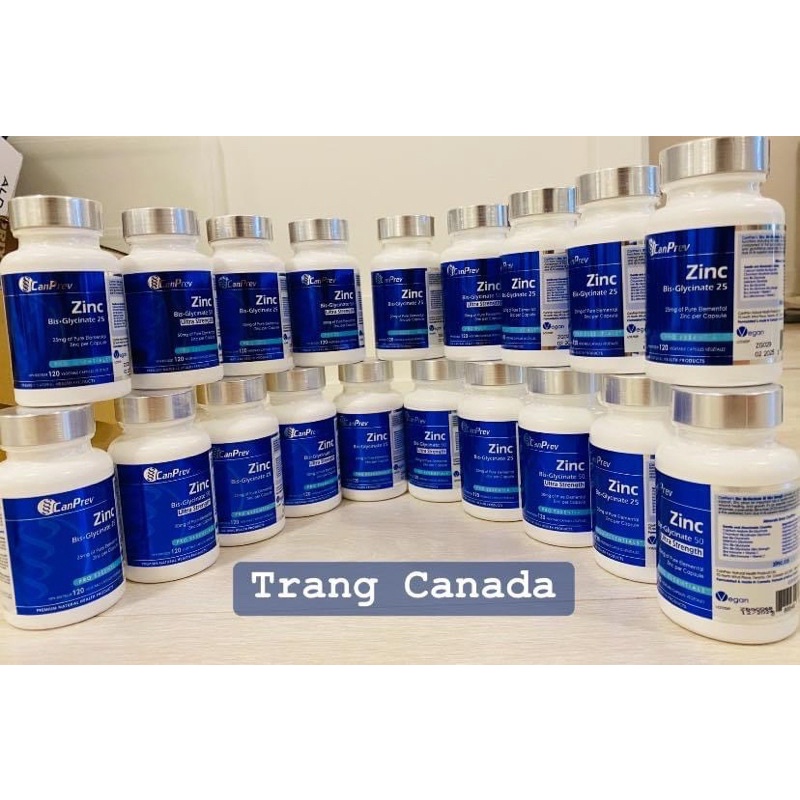 Viên bổ sung kẽm Zinc CanPrev’s Zinc Bis-Glycinate 25mg & 50mg hàng Canada