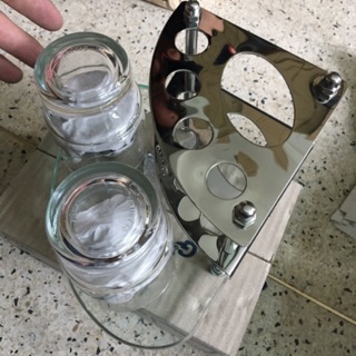 Kệ Bàn Chải góc Inox 304 - Kệ Đựng Kem Bàn Chải Đánh Răng Kèm 2 Ly Thủy Tinh thái lan.