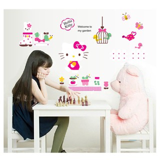 Stickers dán tường cho bé gái tranh Mèo Kitty mẫu số 3 - decal có keo sẵn bóc dán dễ dàng tại nhà