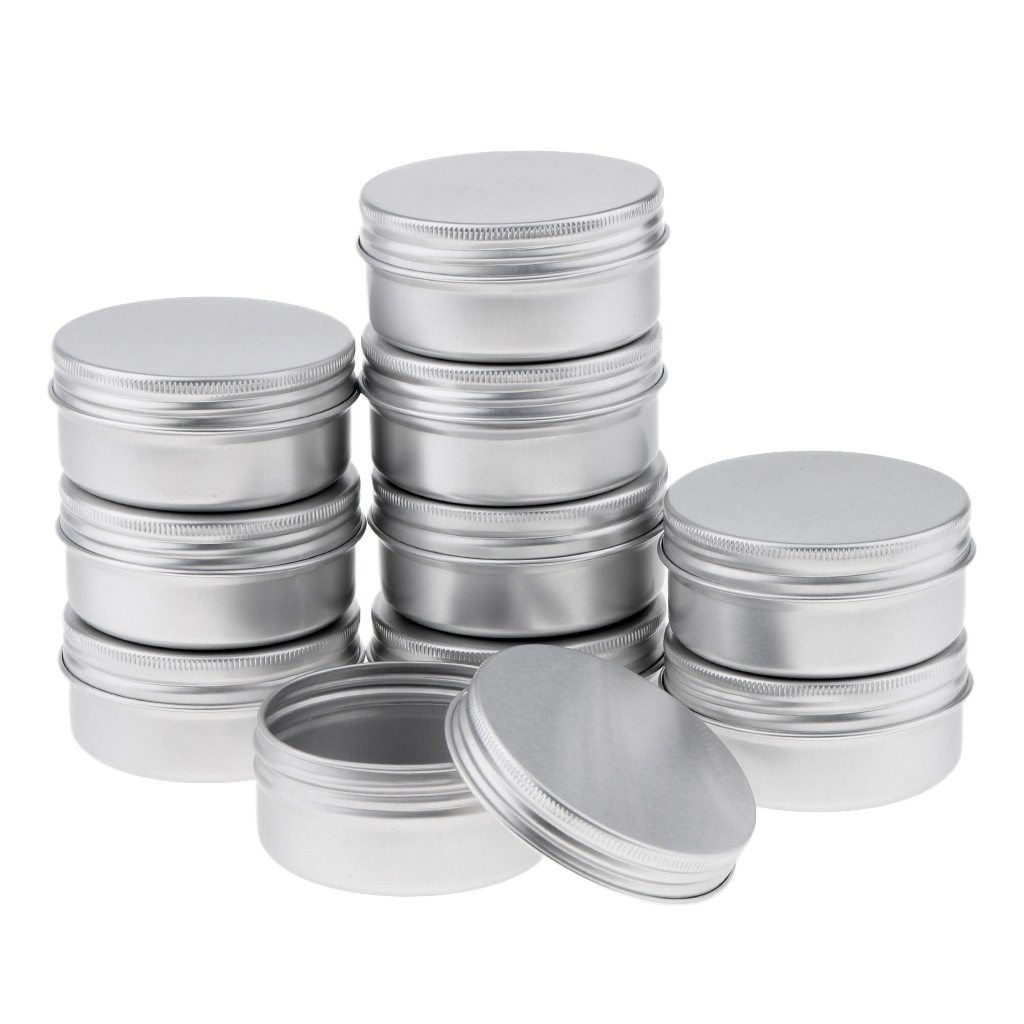 Set 10 Hộp Thiếc Rỗng Tròn 50ml Đựng Son Dưỡng Môi