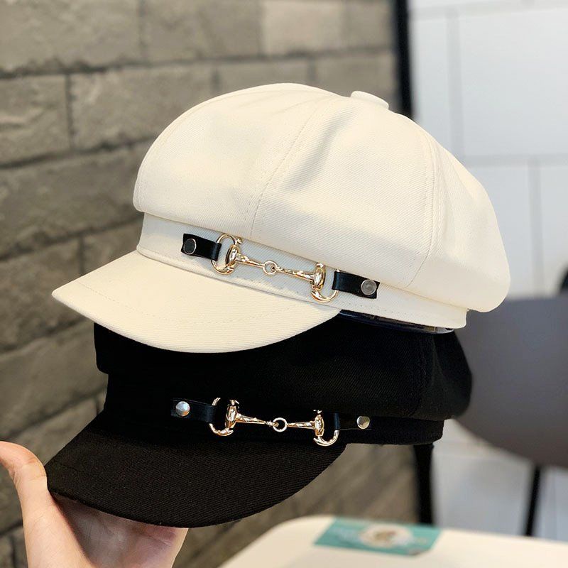 ~~ Mũ Beret Lưỡi Vịt Trắng Đen Phong Cách Họa Sĩ Nhật Bản Thời Trang Thu Đông Dễ Phối Đồ Cho Nữ