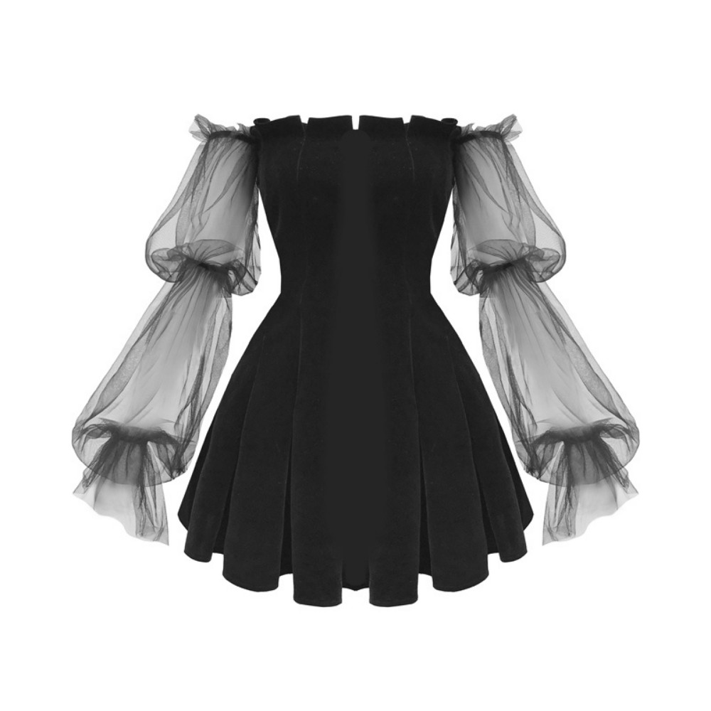 Đầm nữ , đầm váy nữ nhung tay phồng dáng váy xòe hở vai phong cách sexy sang chảnh ATILA.SHOP | BigBuy360 - bigbuy360.vn