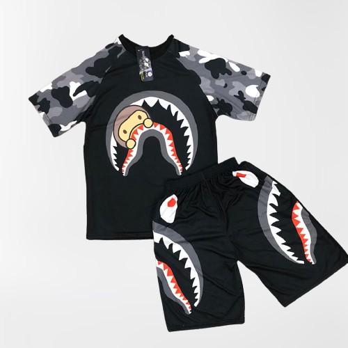 Đồ bộ nam 3D mẫu Bape thun lạnh thoáng mát cho bộ thể thao nam mùa hè