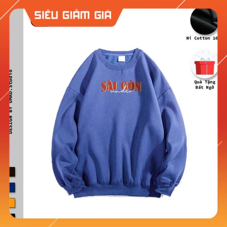 Áo sweater UMAD nỉ bông tay dài Saigonese form rộng Unisex nam nữ