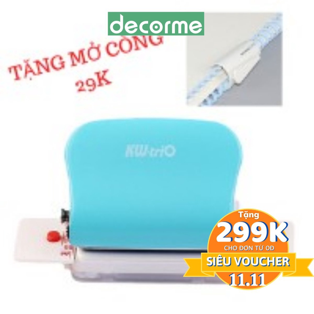 Dụng cụ bấm lỗ giấy sổ còng 20 26 30 lỗ A5 B5 A4 KW TRIO đục lỗ giấy Decorme TẶNG MỞ CÒNG