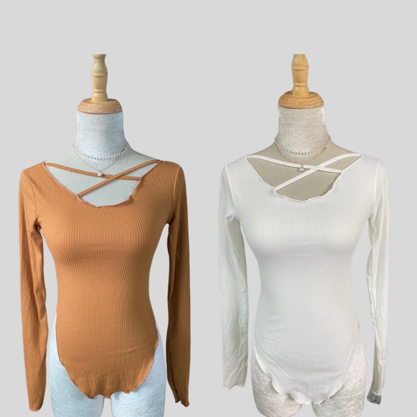 Áo thun body nữ tay dài, dây chéo ngực, vạt bầu-ringu shop