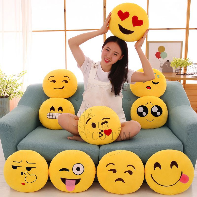 [Hàng Loại 1] Gối Ôm Biểu Tượng Cảm Xúc Emoji Xinh Xắn Vui Nhộn Size To 33cm (Có Video Thực Tế)