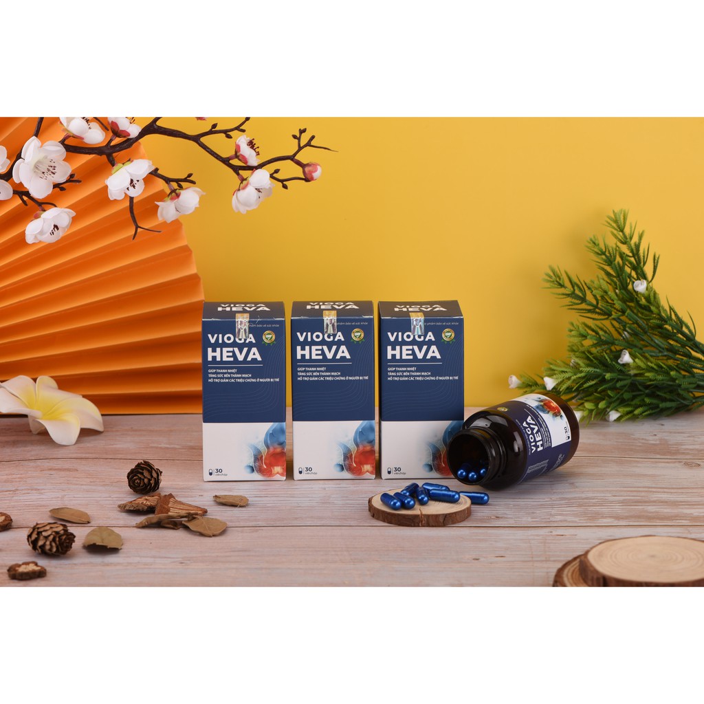 Vioga Heva - Hộp 30 viên uống Hỗ trợ bền thành mạch, giảm táo bón, dành cho người bị trĩ - cvspharmacy