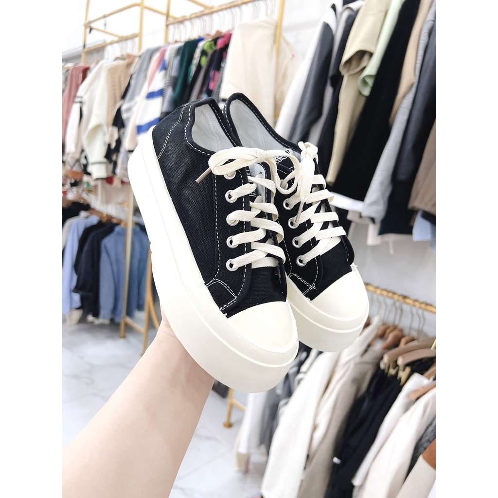 Giày Trơn Đế Cao Độn Đế sneaker Nam Nữ Unisex Cao Cấp họa tiết caro, nâng đế 3,5cm SIÊU ĐỈNH