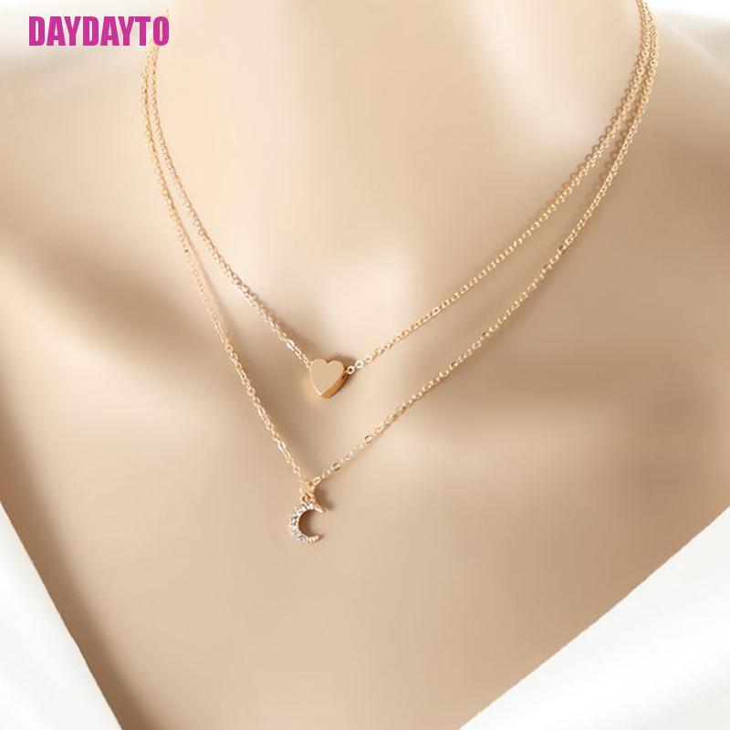 Vòng Cổ Choker Nhiều Lớp Họa Tiết Trái Tim / Mặt Trăng Thời Trang Cho Nữ