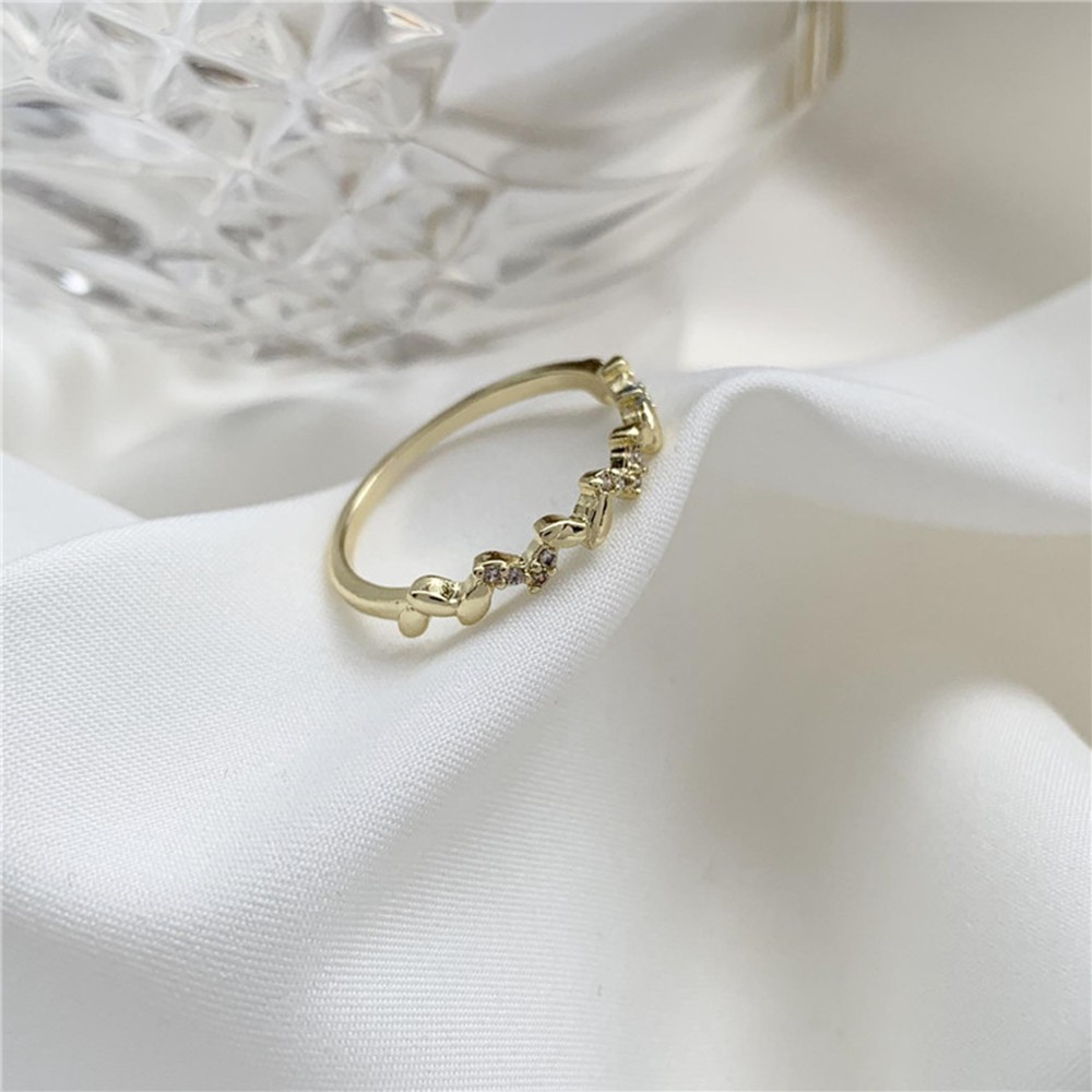 Nhẫn hình lá lúa mì đơn giản thanh lịch cho nữ