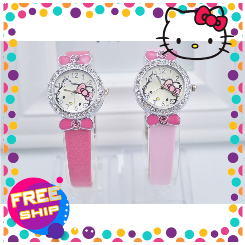 (Hàng sẵn)Đồng hồ đeo tay bé gái Hello Kitty