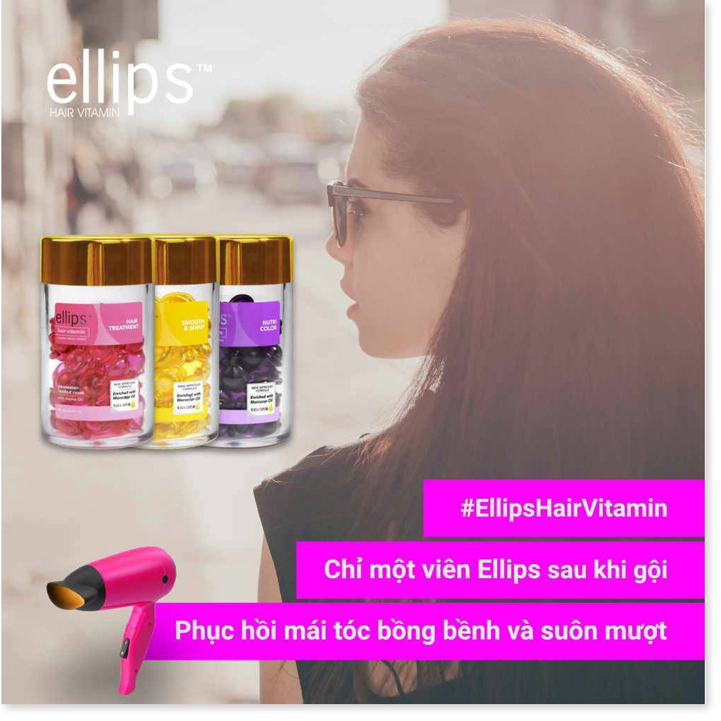 Serum Dưỡng Tóc Ellips Hủ 50 Viên Dưỡng Mềm Mượt, Phục Hồi Hư Tổn, Giữ Màu Tóc Nhuộm Hair Vitamin