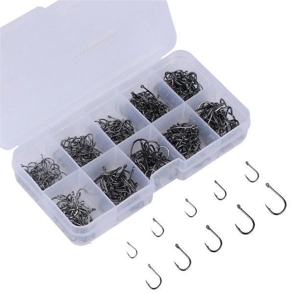 Bộ 100 Móc Câu Cá 10 Kích Cỡ Bằng Thép Carbon