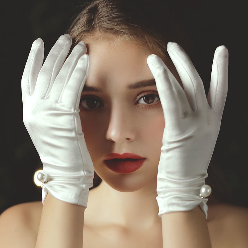 [Aishang Trang Sức Đẹp] Găng Tay Cô Dâu Ngắn Đơn Giản Phong Cách Hàn Quốc Cho Đám Cưới We