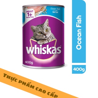 Thức ăn pate lon cho mèo lớn Whiskas vị cá biển 400g (1 lon)