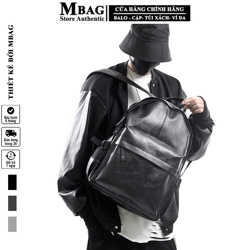 Balo da, balo nam nữ Unisex thời trang M.bag cao cấp, da chống nước, đựng laptop 15 inch