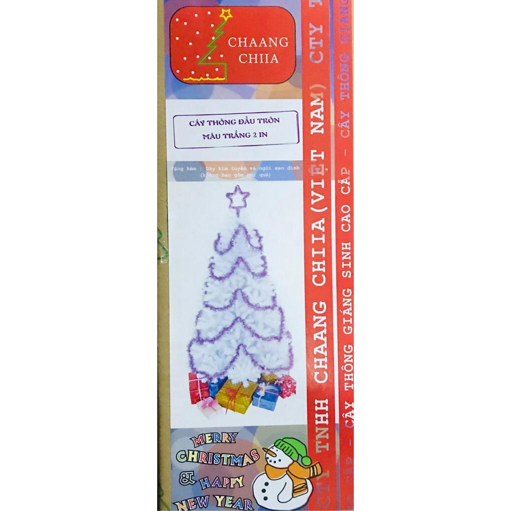 Cây thông Noel trắng đầu tròn 2 in 90cm - 1m2 - 1m5 - 1m8 - 2m1 - 2m4 - 3m lá dày dặn