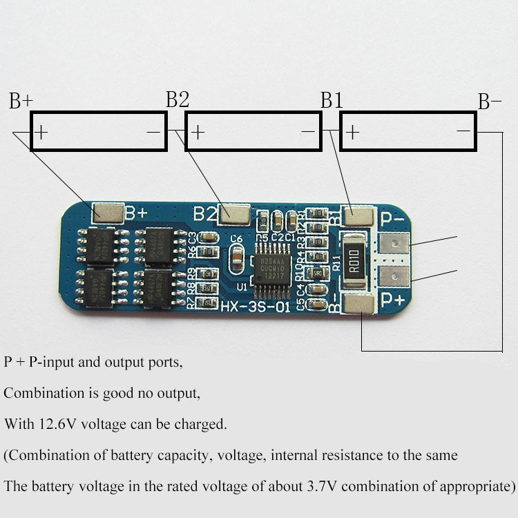 Mô đun sạc và bảo vệ pin Li-Ion Lipo 3.7v 3s 10a 11.1v 12v 12.6v