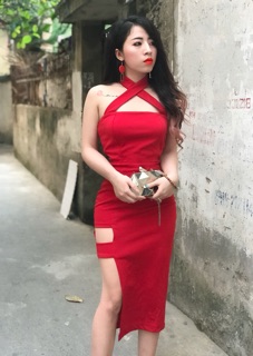 [ Đầm Thiết Kế ] Đầm body dây đan chéo cổ ( kèm ảnh thật )