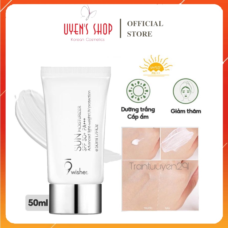 Kem chống nắng dưỡng ẩm 9 Wishes Sun Moisturizer SPF 50+ PA+++ 50ml