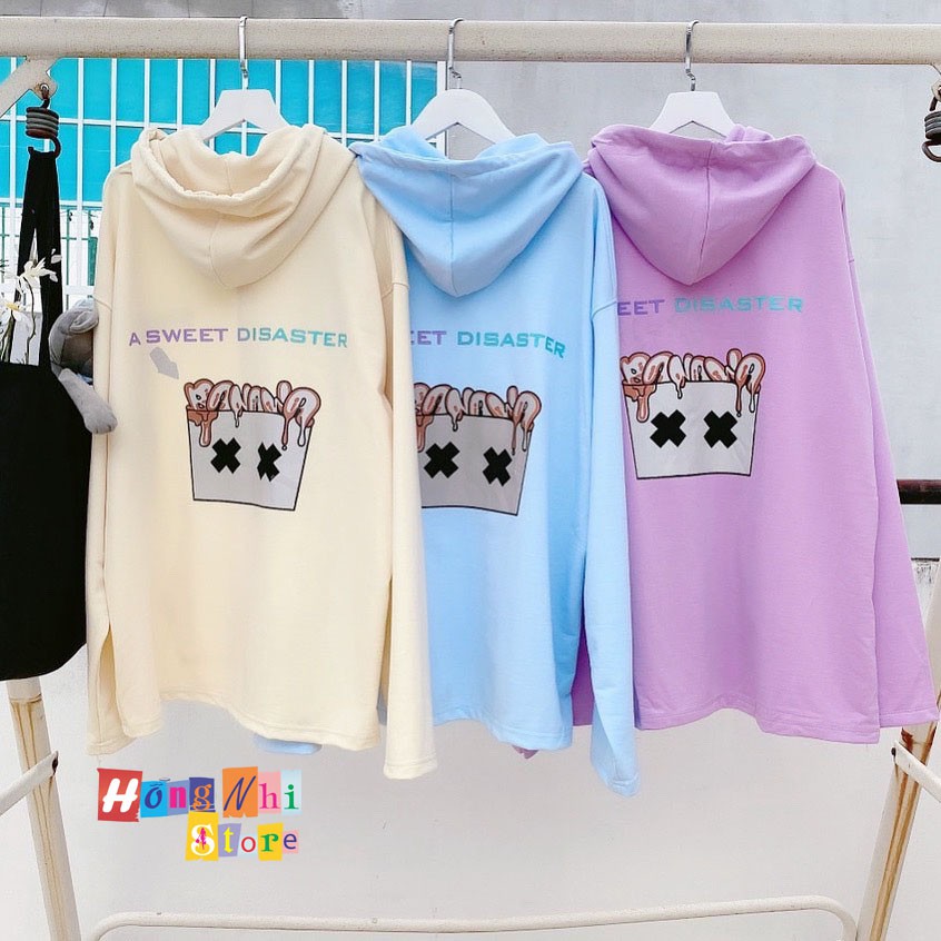 Áo Khoác Hoodie Zip In Hình A SWEET DISASTER Oversize Ulzzang Unisex Dáng Rộng - MM