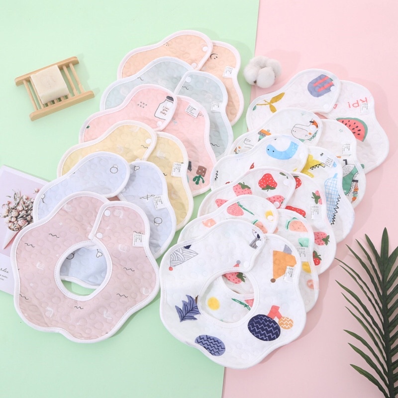 Yếm tròn xoay chống thấm 360 cho bé chất liệu cotton mềm mịn màu sắc đáng yêu - yếm ăn dặm [Shop mẹ Bob 86]