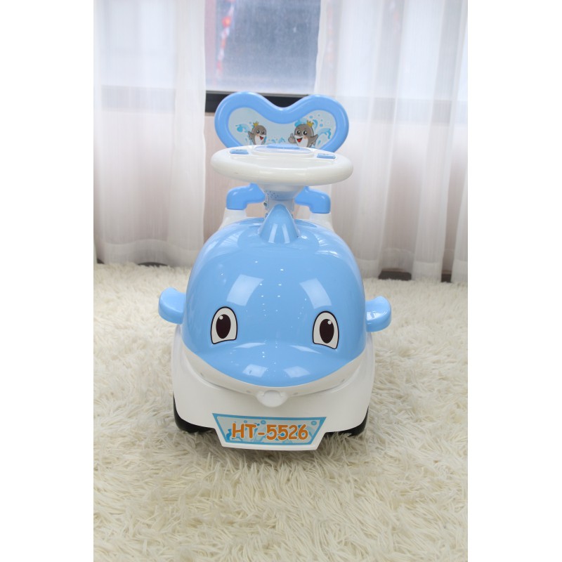 Xe chòi chân phát nhạc kết hợp xe bám tập đi 2 trong 1 cho bé hình cá heo babies Toys House