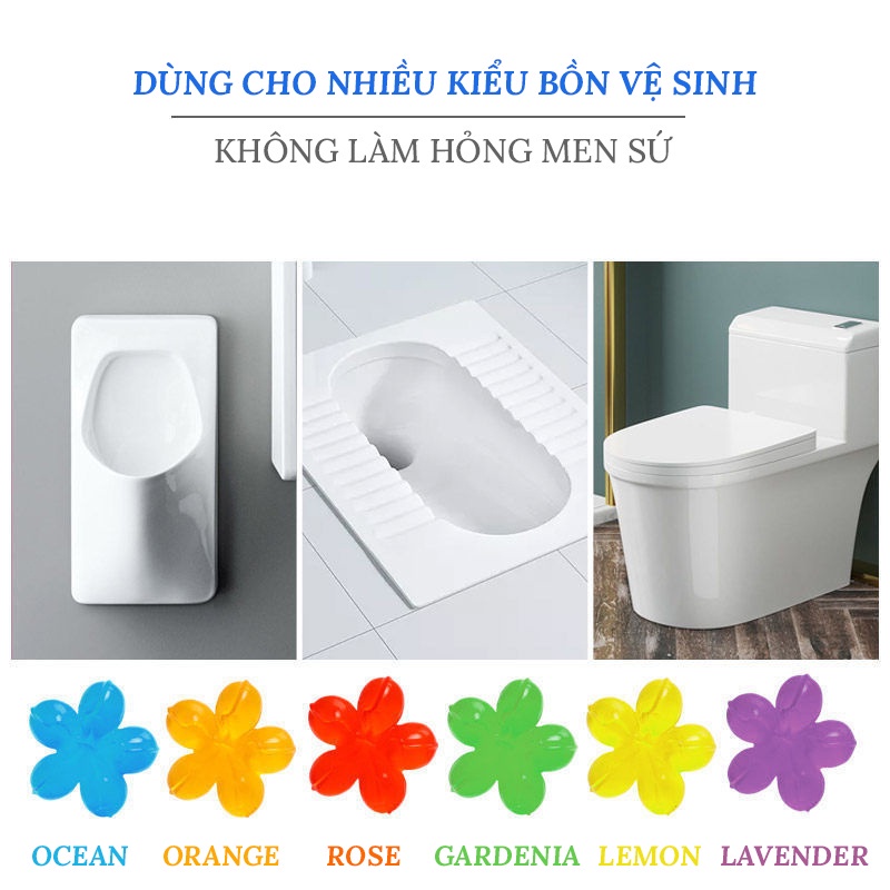 Gel Thơm Khử Mùi Bồn Cầu Tấm Thị Dạng Thạch Hình Bông Hoa Gel Khử Mùi Nhà Tắm Với 6 Hương Thơm Khử Mùi Diệt Khuẩn