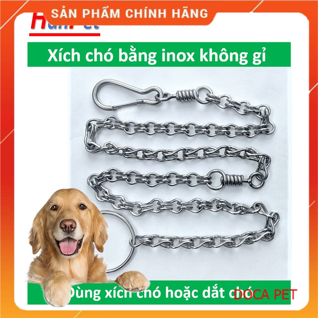 HN- Xích chó inox (4 size)  không gỉ có chống xoắn Bảo hành 12 tháng có thể dùng xích mèo hoặc làm dây dắt chó đi dạo