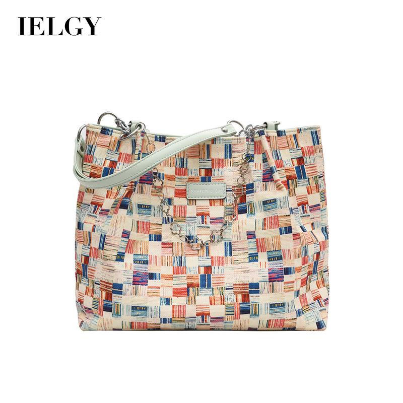 Túi đeo vai IELGY cỡ lớn họa tiết kẻ sọc thời trang cho nữ