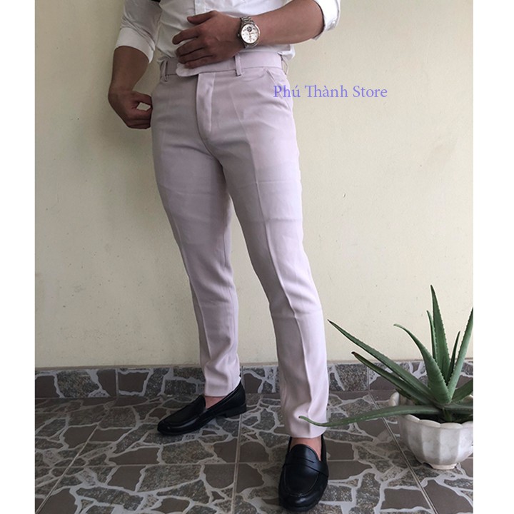 Quần âu nam vải trượt không nhăn màu kem | BigBuy360 - bigbuy360.vn