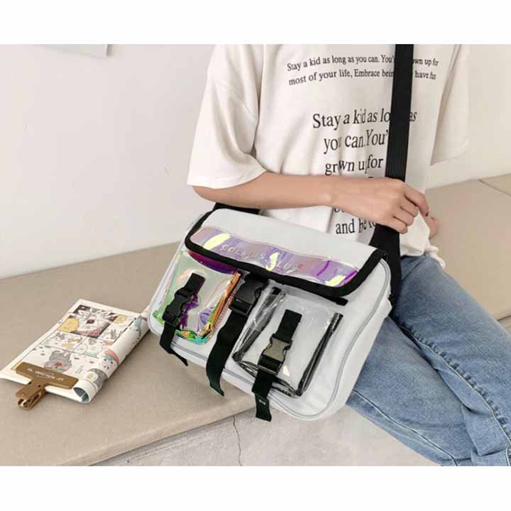 ❤️ GIÁ SỈ ❤️ Túi ĐEO CHÉO hộp to phối chữ - chất vải canvas kaki bố mềm nhẹ vừa ipa  DU LỊCH T0055