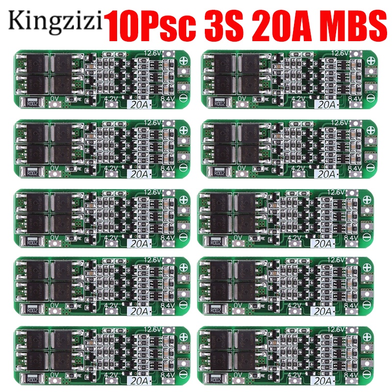 Set 10 Bo Mạch Bảo Vệ Pcb Bms 12.6v 64x20 X 3.4mm 3s 20a Cho Pin Li-Ion Lithium 18650