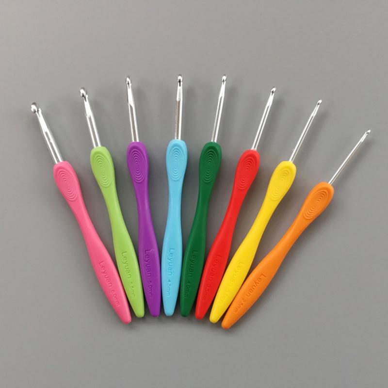 Set 8/12 Kim Móc Len Bằng Nhôm 2.5-6.0mm Với Tay Cầm Cao Su Mềm Nhiều Màu Sắc Cho Búp Bê