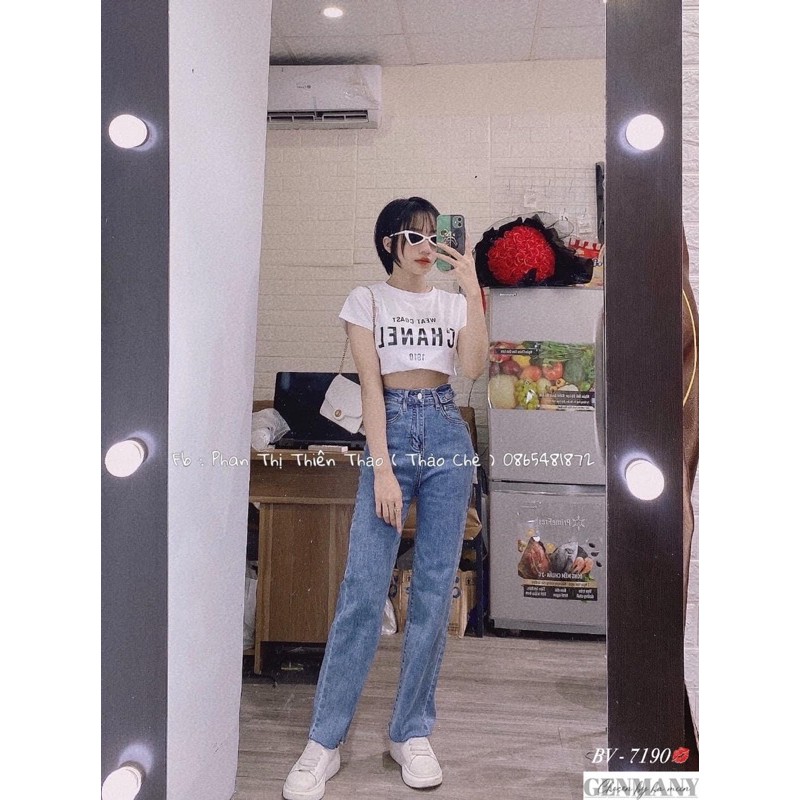 Quần bò suông trơn basic size S M L
