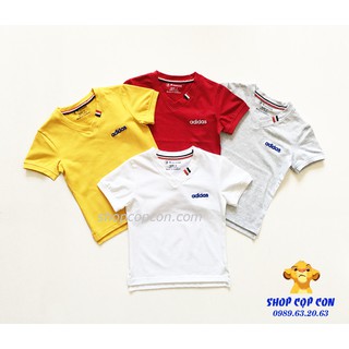 Áo thun cổ tim thêu chữ cho bé trai và gái từ 10-44kg