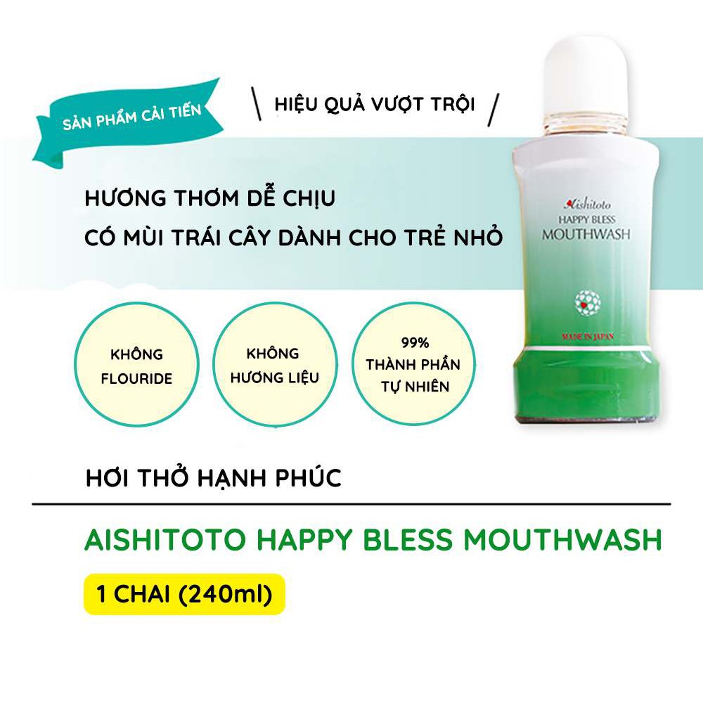 Combo Kem Đánh Răng &amp; Nước Súc Miệng AISHITOTO Happy Bless Làm Trắng Răng Và Loại Bỏ Mảng Bám