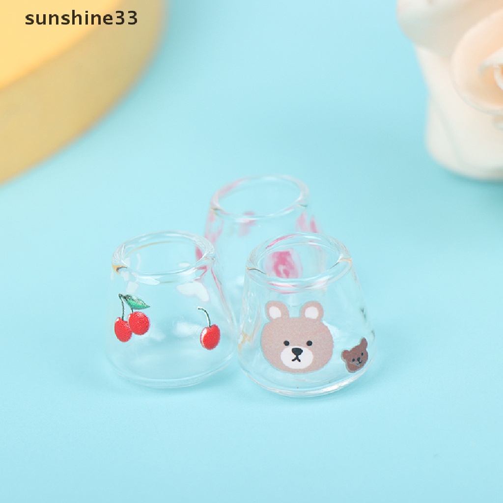 Set 4 cốc thủy tinh trang trí nhà búp bê tỉ lệ 1:12
